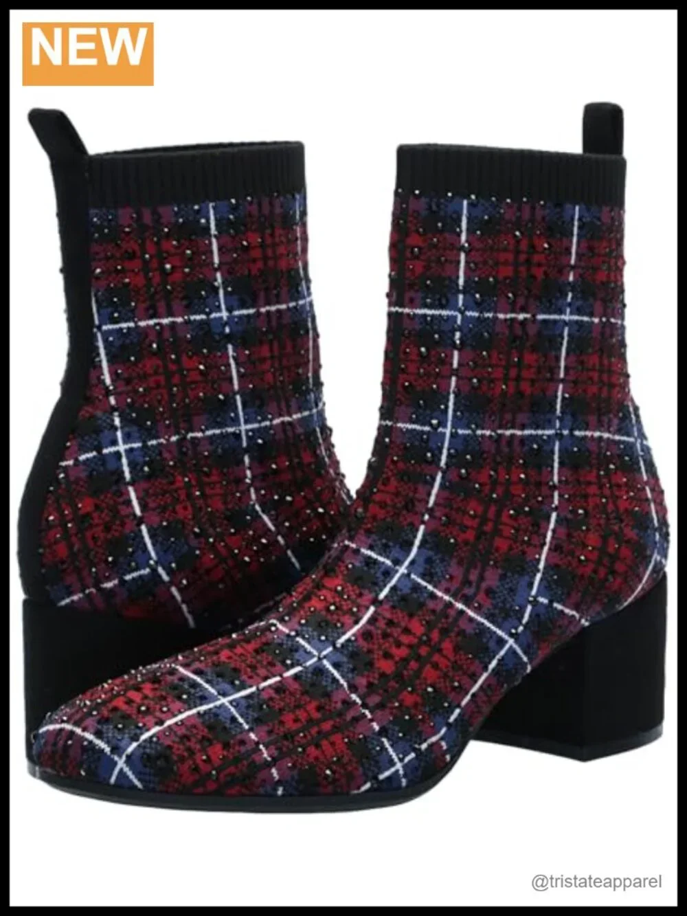 Pull-On Stretch Knit Block Heel Ankle Bootie